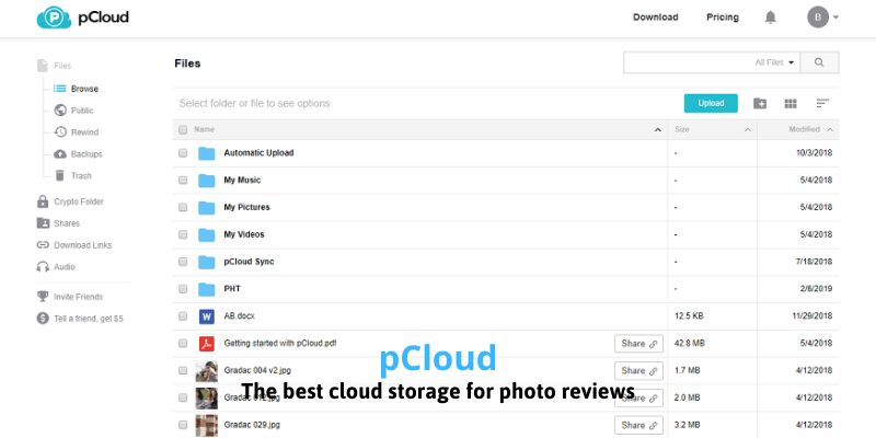 pCloud - The best cloud storage for photo reviews