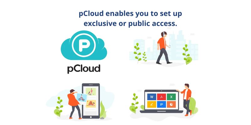 pCloud enables you to set up exclusive or public access.